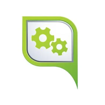 Gear icon on green map pointer Stock Illustration