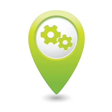 Gear icon green map pointer Stock Illustration
