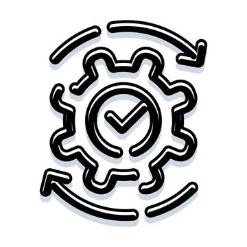Gear icon indicating process complete with cycle arrows Stock Illustration