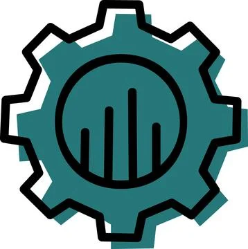 Gear icon with internal chart analysis Stock Illustration