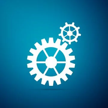 Gear icon isolated on blue background. Cogwheel gear settings sign. Cog sym.. Stock Illustration