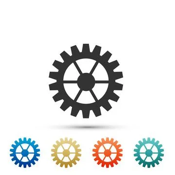 Gear icon isolated on white background. Cogwheel sign. Set elements in colored Illustrazione stock