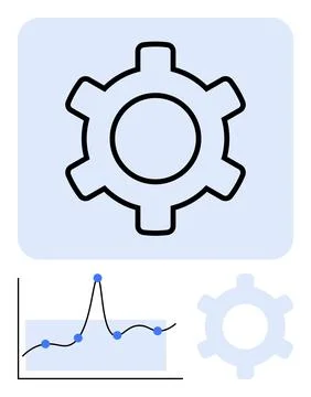 Gear Icon with Line Graph Symbolizing Data Optimization and Analysis 스톡 일러스트