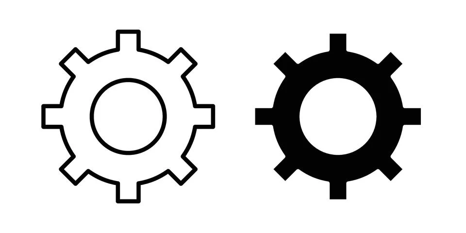 Gear icon linear versions pack on white background Stock Illustration