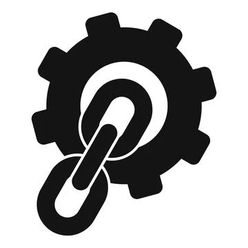 Gear icon linking chain representing settings integration Stockillustratie