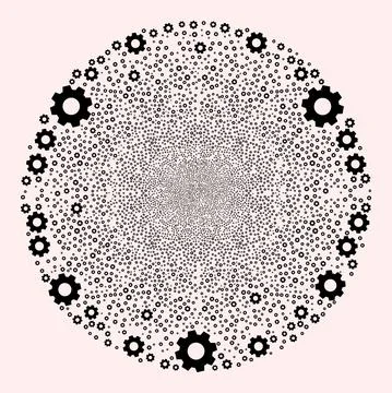 Gear Icon Mosaic Exploding Round Globula 스톡 일러스트