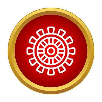 Gear icon on a red button concept Illustrazione stock