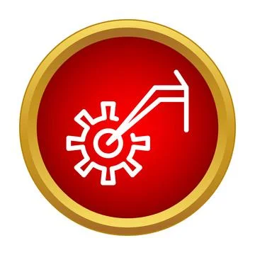 Gear icon on red button representing settings or configuration Stock Illustration