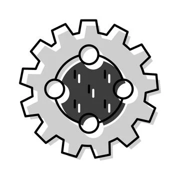 Gear icon representing technology connection and process setting Illustrazione stock