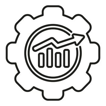 Gear icon with rising bar chart progress Stock Illustration