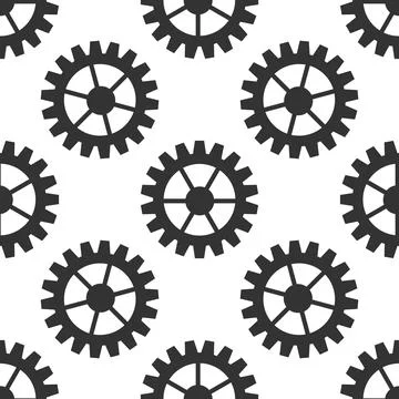 Gear icon seamless pattern on white background. Flat design. Vector Illustration イラスト素材