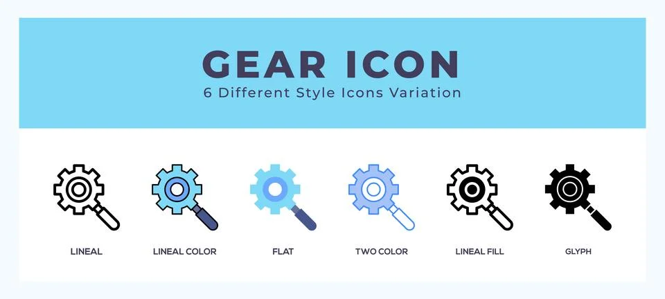 Gear icon set. Design elements for logo Illustrazione stock