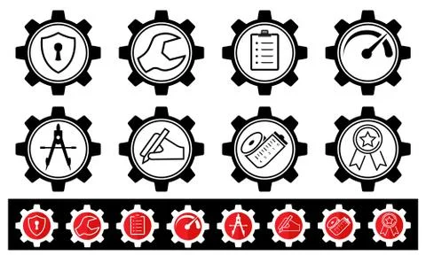 Gear icon set Stock Illustration