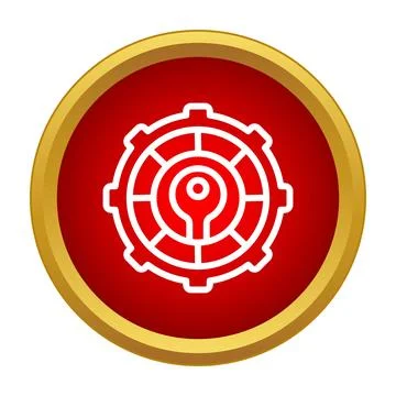 Gear icon showing technical controls inside a red and gold circle 库存插图