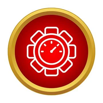 Gear icon with speedometer indicating performance management 库存插图