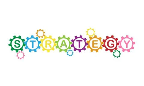 Gear icon with strategy text Stock Illustration