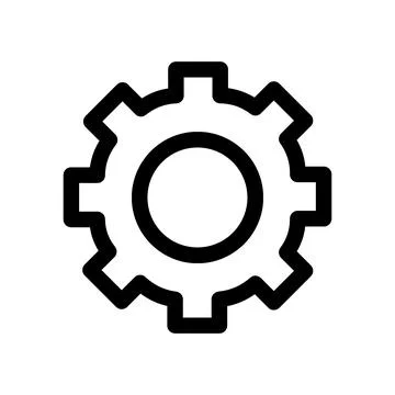 Gear icon symbolizing mechanical engineering process workflow Stock Illustration