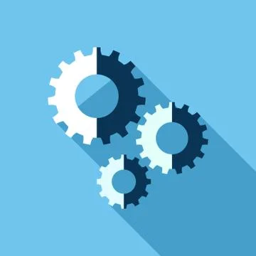 Gear icon vector with long shadow.Cog sign.Settings icon.vector illustration Ilustración de archivo