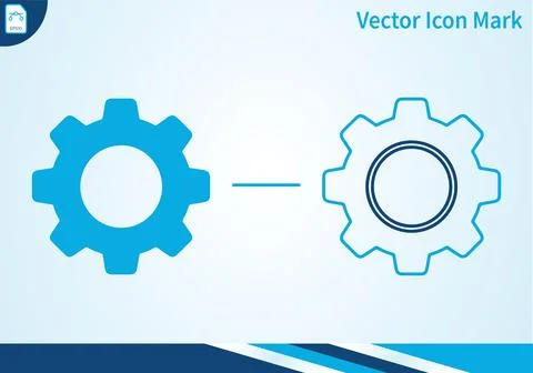 Gear icon vector set for settings and mechanical design. Stock Illustration