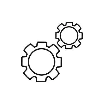 Gear Icon Vector Template, Flat Design Engineering Cogwheel Illustration Stock Illustration
