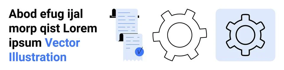 Gear Icons and Document Vector Art for Workflow and Process Management Stock Illustration