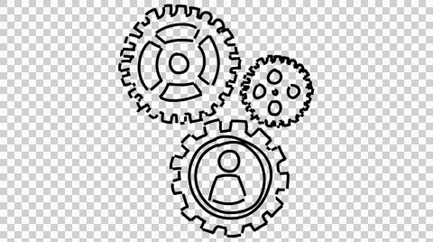 Gear Icons machine hand drawn illustration animation sketch with transparent Stock Footage 43250871