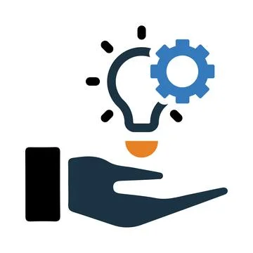 Gear, idea, bulb, hand, creative idea on hand icon Stock Illustration