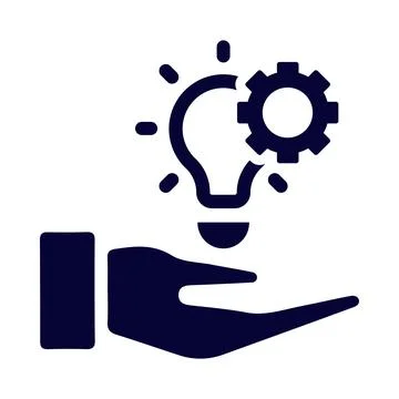 Gear, idea, bulb, hand, creative idea on hand icon Stock Illustration
