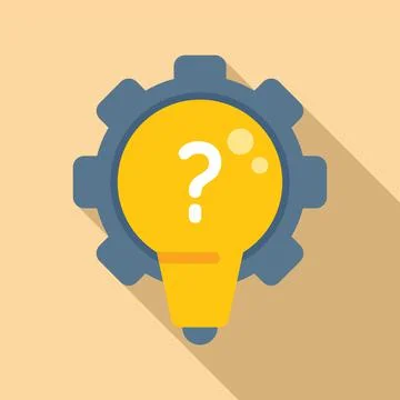 Gear idea solution icon flat vector. Creative problem 스톡 일러스트