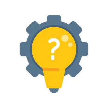 Gear idea solution icon flat vector. Creative problem 스톡 일러스트