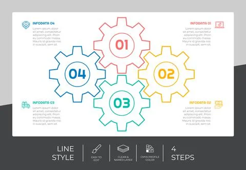 Gear infographic vector design with 4 steps &amp; colorful style for presentation 스톡 일러스트