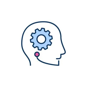 Gear inside AI Head vector concept colored icon or sign Stock Illustration