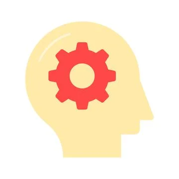 Gear inside human mind showing concept icon of brainstorming, editable vector Stock Illustration