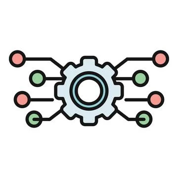 Gear integrating digital data connections concept icon Illustrazione stock