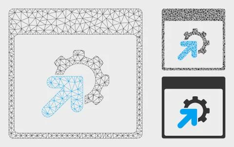 Gear Integration Calendar Page Vector Mesh Wire Frame Model and Triangle Mosaic Stock Illustration