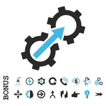 Gear Integration Flat Vector Icon With Bonus Illustrazione stock