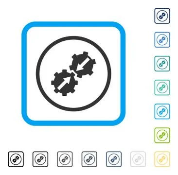 Gear Integration Framed Vector Icon Stock Illustration