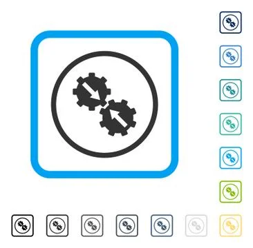 Gear Integration Framed Vector Icon Stock Illustration