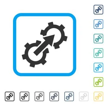 Gear Integration Framed Vector Icon 스톡 일러스트