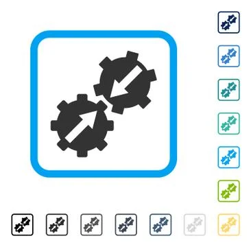 Gear Integration Framed Vector Icon Stock Illustration