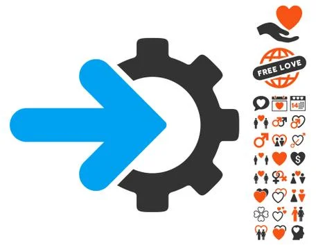 Gear Integration Icon With Bonus 스톡 일러스트