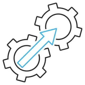 Gear Integration Outline Vector Icon Stock Illustration