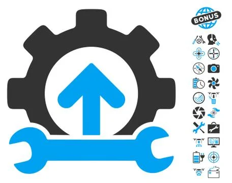 Gear Integration Tools Icon With Air Drone Tools Bonus Stock Illustration