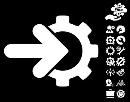 Gear Integration Vector Icon with Tools Bonus Stock Illustration