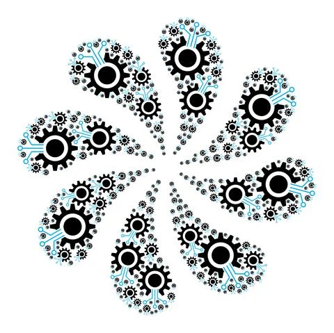 Gear Interface Icon Rotation Flower Shape イラスト素材