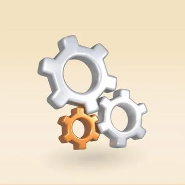 Gear isolated vector 3d icon. setting isolated 3d illustration. Illustrazione stock