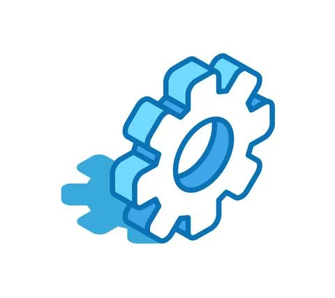 Gear isometric icon. Engineering, robot technology 3D line style symbol. Illustrazione stock