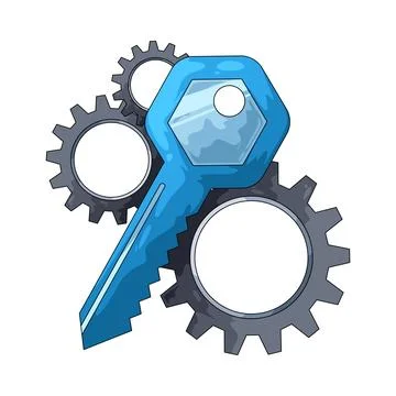 Gear with Key illustration 스톡 일러스트