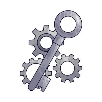 Gear with Key illustration 스톡 일러스트