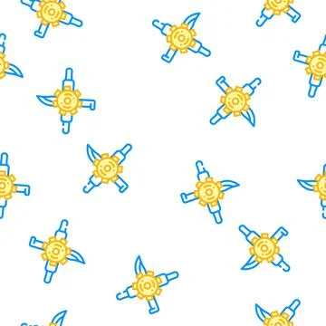 Gear with kitchen utensils vector seamless pattern Stock Illustration